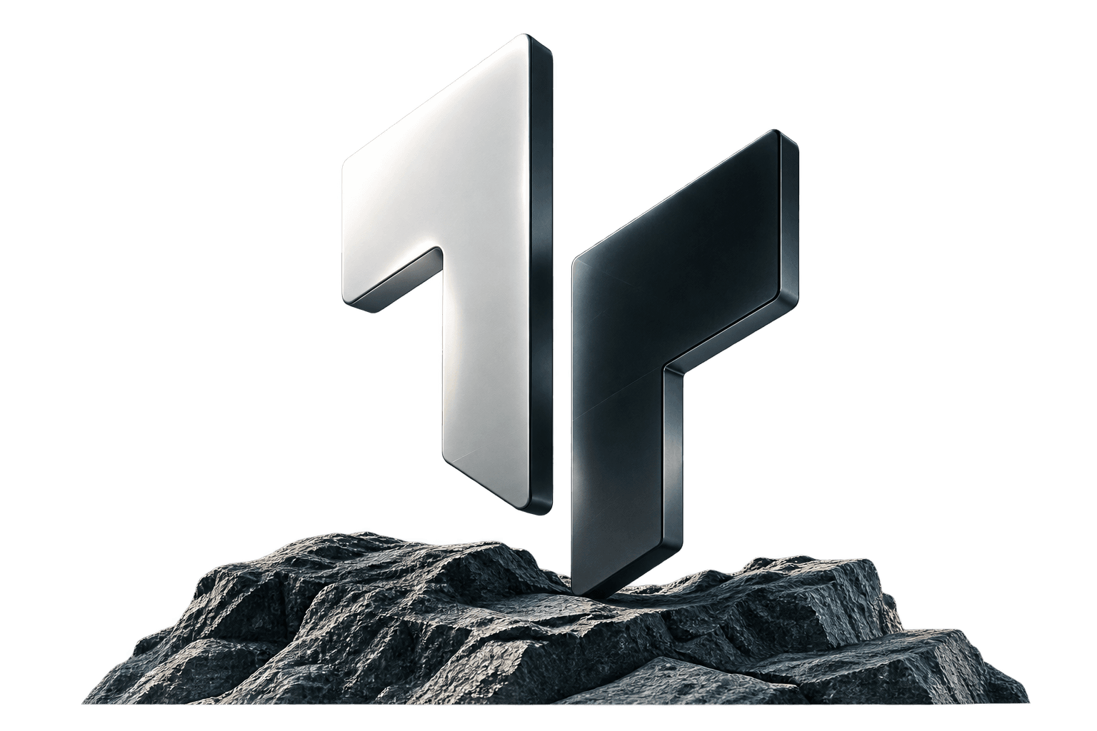 Twin Tech Sculpture on Architectural Rock Foundation